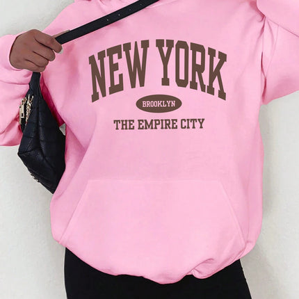 New York City Brooklyn Creative Letter Printed Female Hoodies Multicolor Loose Hoody Y2K Street Sportswear Fleece Hoodie Unisex