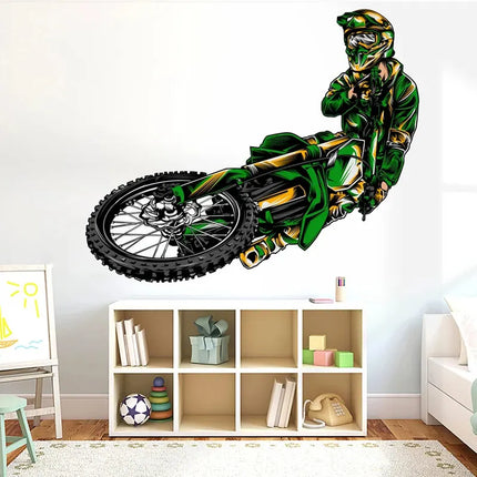 Motocross Dirt Bike Wall Decal Boys Bedroom Playroom Home Decoration Motorbike Extreme Sport Art Window Sticker Mural