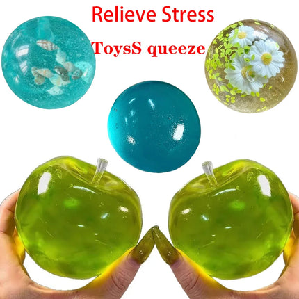 Squishy Green Apple Stress Ball Soft Fidget Sensory Toy for ADHD Autism Slow Rebound Squeeze Toy for Adults Kids Christmas Gift