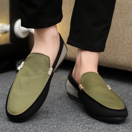 2025 Spring/Autumn New Arrivals: Fashionable Men's Shoes Large Colour Block Patchwork Loafers Versatile Stylish  Student Shoes