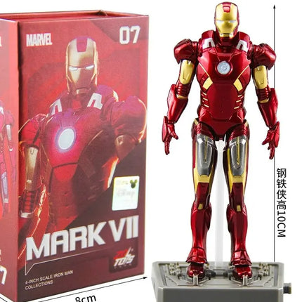 10-12CM Marvel Anime Figure Spiderman Hulk Iron Man Venom  Captain America Thanos Movable Joints PVC Dolls Toy Gift For Children