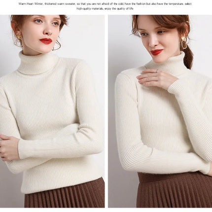 Heliar Women Fall Turtleneck Sweater Knitted Soft Pullovers Cashmere Jumpers Basic Soft Sweaters For Women 2024 Autumn Winter
