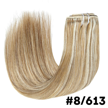 Women Human Hair Extension 8Pcs Clip In Remy Hair Weft 100% Human Hair Extensions For Lady 16''-26'' Natural Clips Hairpieces