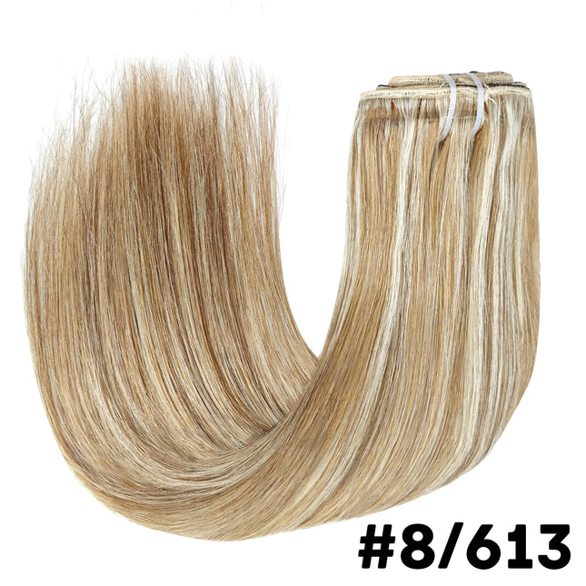 Women Human Hair Extension 8Pcs Clip In Remy Hair Weft 100% Human Hair Extensions For Lady 16''-26'' Natural Clips Hairpieces