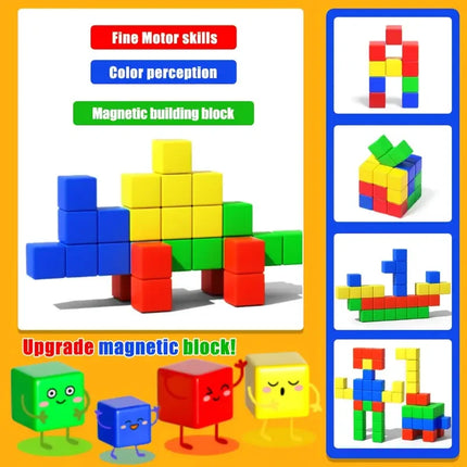 Magnetic Cubes Building Blocks Toys STEM Educational Construction Play Sensory Learning For Toddlers Kids Early Development
