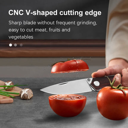 YingQu EW5 Folding Knife 5CR15MOV Stainless Steel Wood Handle Outdoor Camping Pocketknives Fruit Cutting Hand Tools