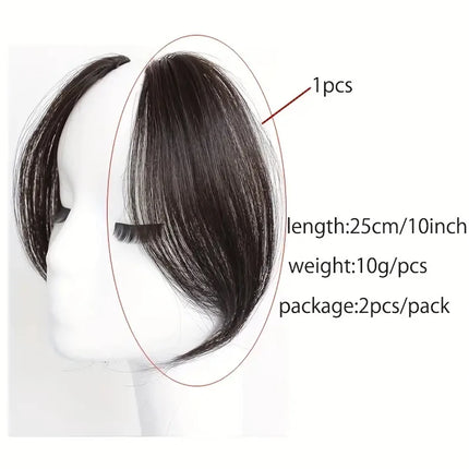 10Inch Middle Parted Synthetic French Bangs Hair Extension Left&Right Side Bangs With Seamless BB Clips Easy Clip In Fringe Hair