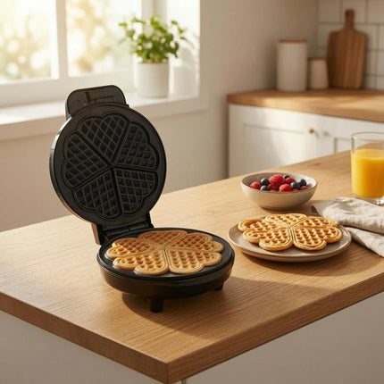 Clamshell Waffle Maker Non-Stick Electric Waffle Maker Small Appliance Indicator Lights Black