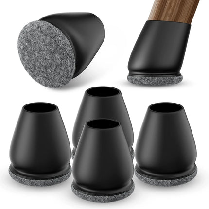 8PCS Chair Leg Floor Protectors 15° Diagonal Thick TPE Pads Silicone Felt Foot Covers for Hardwood Furniture Table Feet