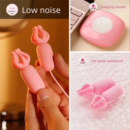 Wired vibrating breast clip multi-mode chest stimulator with remote control pink silicone nipple adult sex toy for women