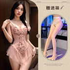 Average size / Pink nightdress + white open crotch socks