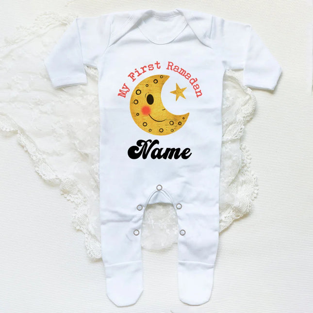 Personalized Baby First Ramadan Bodysuit Infant Long Sleeve Romper Eid Ramadan Islamic Muslim Newborn Keepsake Outfit Jumpsuit