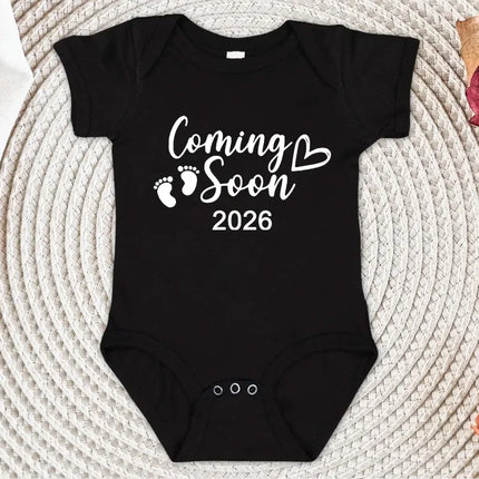Baby Boys Girls Short Sleeve Romper Funny Coming Soon 2026 Letter Printed Newborn Clothes Infant Baby Jumpsuit Bodysuit
