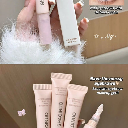3D Brow Gel Waterproof Smudge-Proof Eyebrow Styling & Shaping with Silicone Brush Long-Lasting Hold for All-Day Wear Makeup