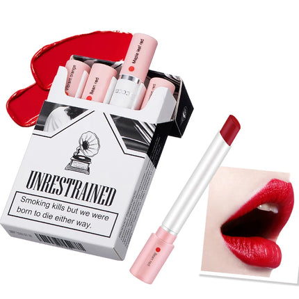4 pcs/set Cigarette Lipstick Set Long Lasting Lip Glaze Matte Lip Gloss Waterproof Lip Stick Tube Nude Lip Tint Makeup Cosmetics