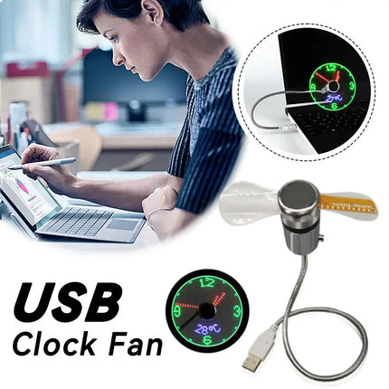 Multi-function USB Real Clock Fan USB Time Temperature Fan USB Real Time Clock Fan Desktop Quiet Fan For Office Study Dorm Daily