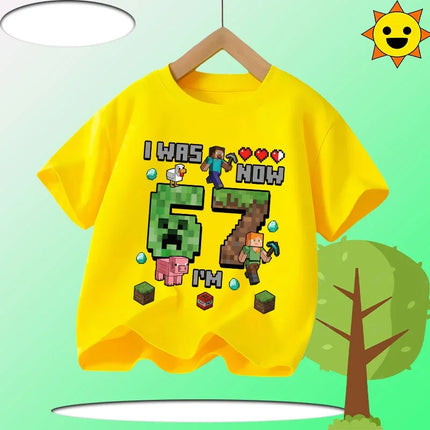 67 Brainrot Children 100% Cotton T-Shirt Boys' Sports Shirt Girls' Casual Top Summer Short Sleeve Personalized Cartoon Print