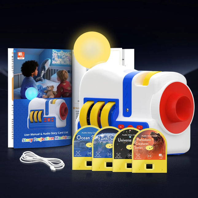 Story Projector for Kids 4K HD Kids Story Projector With 32 Stories 2-in-1 Night Light and Story Projection with Audio Narration