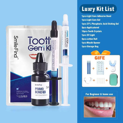 Tooth Gem Kit Glue Professional DIY Teeth Diamond Crystal Jewelry Etching Gel Light Cure Orthodontics Adhesive Bonding Materials