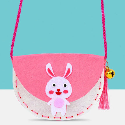 DIY Shoulder Bag Non-woven Fabric Sewing Kits for Kids Handmade Needle Thread Splicing Crossbody Purse Girls Birthday Gifts