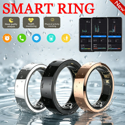 New Vibration Reminder Smart Ring Heart Rate Blood Oxygen&Pressure Health Monitoring IP68 Waterproof Multi-Sport Mode Smartring