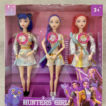 Anime Kpop Hunters Girl Doll Rumi Mira Zoey Vinyl Figure 11 Inch Posable Toy with Theme Music for Kids Girl Fans Birthday Gift