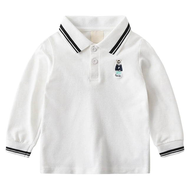 3-7 Y Children's POLO Shirts Boy Handsome Fashion Sports Long Sleeve Tops Embroidery Kids Clothes Toddler Boys School Shirt