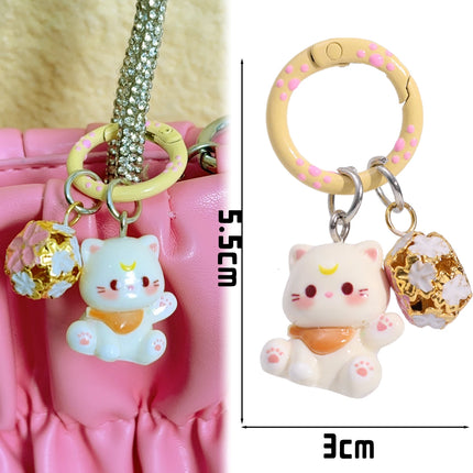 1/6Pcs Colorful Cat Bell Keychains for Friends Backpack Phone Pendant Hangings Couple Cartoon Animal Paw O-shaped Keychains
