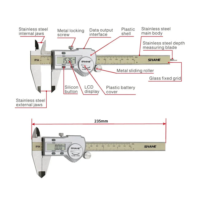 Shahe Digital Vernier Caliper Gauge Paquimetro Electronic Digital Caliper Paquimetro Digital 150 MM Measuring Tool