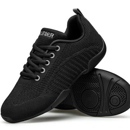 BAXINIER Girls Black Cheer Shoes Trainers Breathable Kids Training Dance Shoes Lightweight Youth Cheer Competition Sneakers