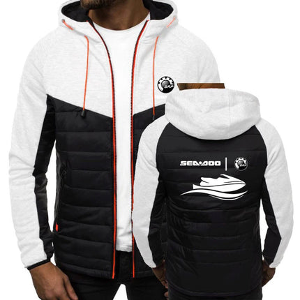 2025 Personality Coat Spring And Autumn Leisure Hooded Jacket Man's Sea Doo Seadoo Moto Logo Print Patchwork Zipper Hoodies
