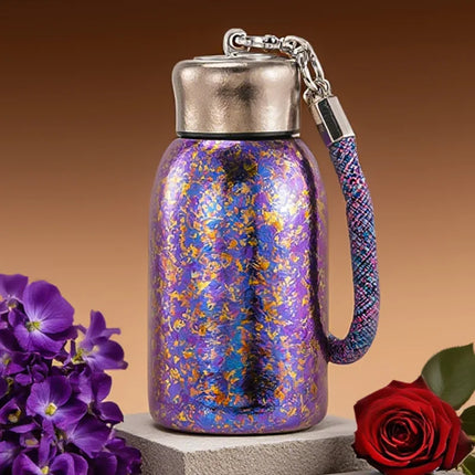100% Pure Titanium Mini "Chubby Cup" - 280ml Double-Walled Vacuum Insulated Mug with Handle, Compact & Portable