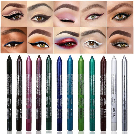 1Pc 14 Colors Eyeshadow Pen Multifunctional Highlighter Pearl Glitter Eyeliner Gel Eye Makeup Pen Monochrome Highlighter