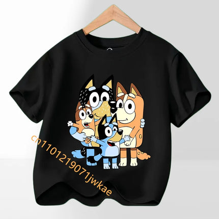 Bluey Bingo T-shirt Children's Summer Multi-color Clothing Girl Trendy Base Top Cute Cartoon Figure Print Tees Kids Birthday Gifts