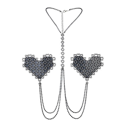 1Pc Sexy Rhinestone Decorative Nipple Pasties Choker Collar Body Chain Self-Adhesive Reusable Women's Nipple Cover Stickers