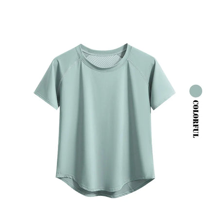 DRUR Women Sports T-shirt Short Sleeve Quick Dry Loose  Compression Shirt Female Summer Fitness Sweatshirt Running Gym Tops New