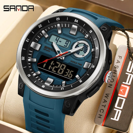SANDA Fashion Brand Sport Electronics Watches for Men Outdoors Analog Digital Man Watch Luminous Waterproof Backlight Wristwatch