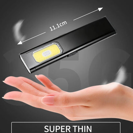 New Portable Aluminum alloy COB LED Flashlight with Magnetic Tail, USB Charging and Clip for Outdoor Work Light Hiking and campi