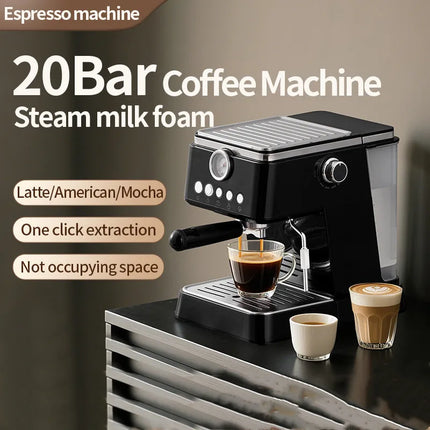 Profession Coffee Maker 20Bar Automatic Espresso Machine with Milk Frother - One Touch for Latte/Cappuccino/Americano