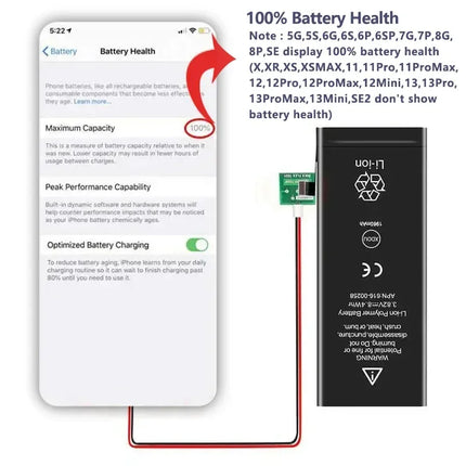 High Capacity Battery For iPhone 4 4S 5 5S 5C SE 2020 6 6S 7 8 SE2 Plus X XR XS 11 Pro Max Mobile Phone Pack New 0 Cycle Seal