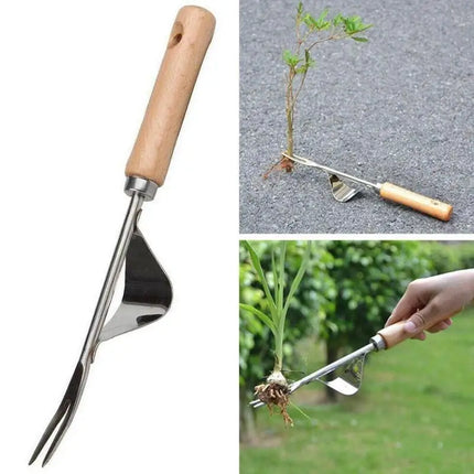 1Pc Hot Selling Practical Model Wooden Hand Weeder Removal Machine Steel Root Extractor Long Handle Garden Tool Weed Puller