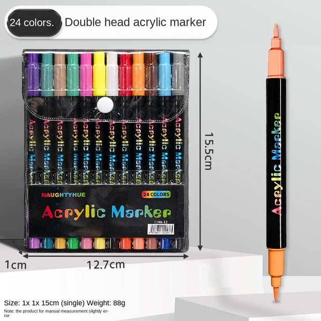 Professional Art Use 24-120 Colors Acrylic Paint Markers, Dual-Tip Fine and Brush Tip Pens, Suitable for Stone, Wood, Calligraphy