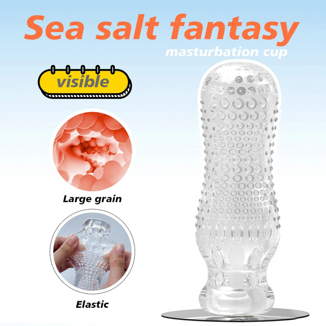 Male Masturbator Transparent Jelly Artificial Vaginal Real Pussy for Men Penis Exerciser Cock Enlarger Suck Sex Toys Erotic 18+