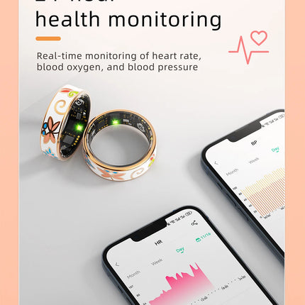 R18 Luxury Color Enamel Stainless Steel Women Smart Ring Stylish Fitness Tracker Female Lady Smart Rings Cute IP68 Waterproof
