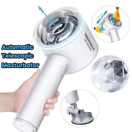 Male Masturbators Cup Automatic Telescopic Realistic Vagina Vibrator Adult Goods for Men Blowjob Oral Pussy Stimulator Sex Toys