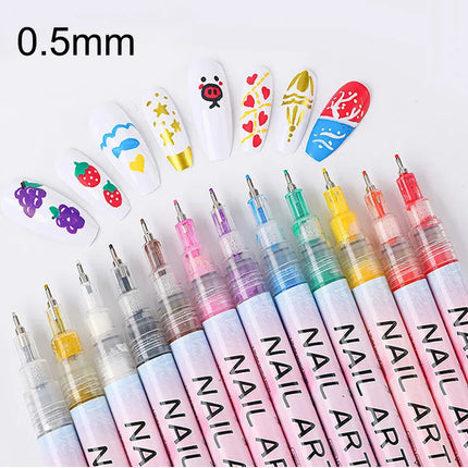 3-18pcs/set Nail Art Graffiti Pen Nail Marker Drawing Abstract Lines Fine Detail Floral Design Waterproof Nail Painting Manicure