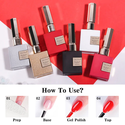 6PCS Nail Polish Not Set New Years Semi Permanent Hybrid Black Red Color Gel Polish Valentine's Popular Christmas Solid Color