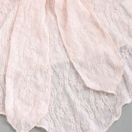Bow knot Lace Halter Top for Women Summer Sexy Floral Pattern Off the Shoulder Backless V-neck Crop Top Y2K Clothes