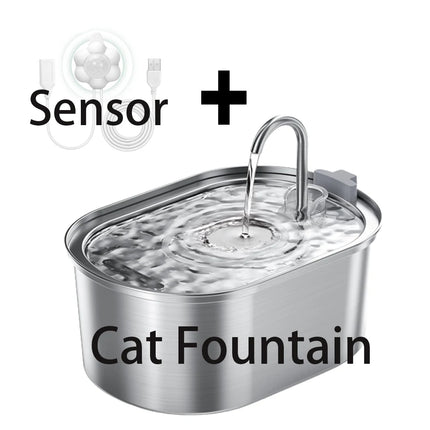 3.2L/108oz automatic cat water fountain, stainless steel pet water fountain, USB powered cat fountain, multi-filtered dog water