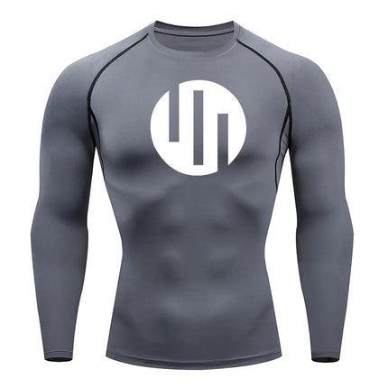 New Gym Short Sleeve Running T-Shirt Men's Compression Long Sleeve Shirt Sun Protection Quick Drying Sports Top Black Sportswear